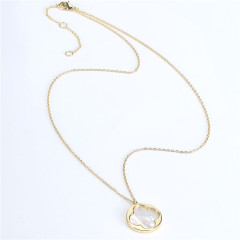 fashion girl women Adjustable round jewelry14K gold natural shell necklace gold plated