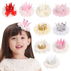 Cheap wholesale 3d crown rhinestone lace hair clip kids girls hairpin Cheap wholesale 3d crown rhinestone lace hair clip kids girls hairpin