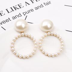 INS Charm drop Earrings Large Dangle Round Circle Pearl Chandelier Earring INS Charm drop Earrings Large Dangle Round Circle Pearl Chandelier Earring