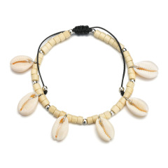 2019 Custom puka sea shell adjustable rope foot jewelry beach anklet for women