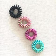 Eco friendly hair scrunchie satin black elastic telephone wire hair tie