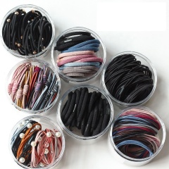 Popular  pure color school hair ties elastic hair bands packaging hair ties with box
