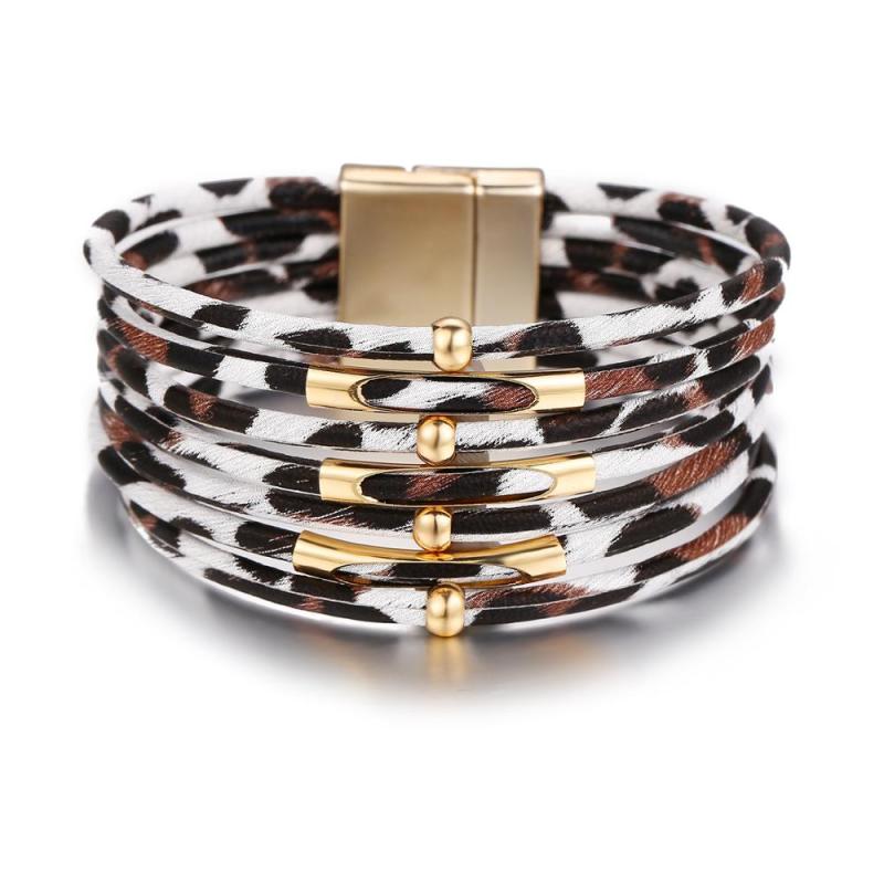 Wholesale Fashion Multilayer Wide jewelry Leopard Leather Bracelet For Women Wholesale Fashion Multilayer Wide jewelry Leopard Leather Bracelet For Women
