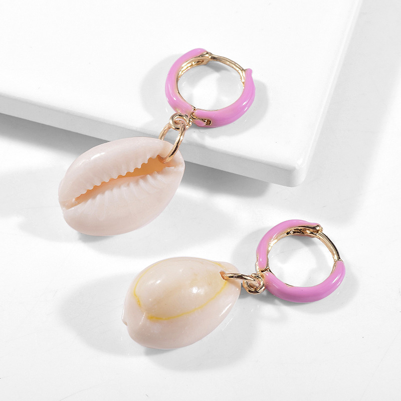European and American fashion new alloy oil drip women eardrop shell earrings