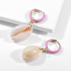 European and American fashion new alloy oil drip women eardrop shell earrings