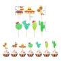 Green Cactus Cake Toppers Banner mexican party decorations supplies
