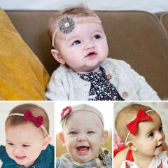 custom 10pcs photograph bow winter plush girls boys infant flower knitted swaddle baby headband set