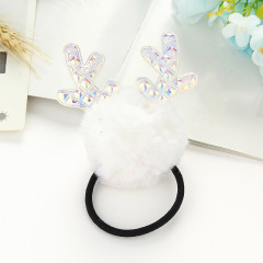 Korean New girls ball sequined antlers plush elastic hair ties for kids