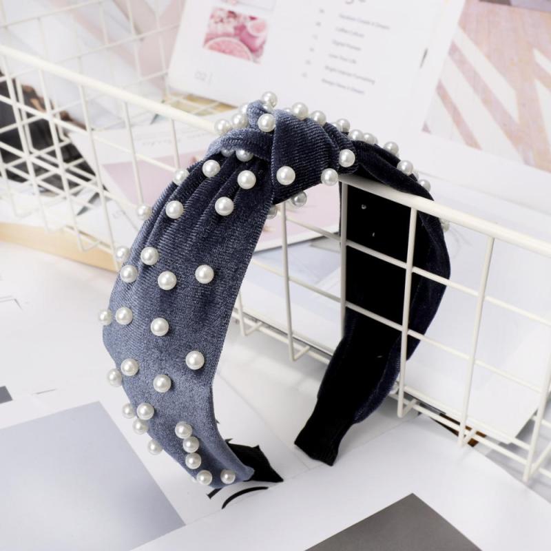 Women Hair Accessories Velvet Pearl Knot Hair Band Headband For Girls