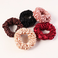 French high-end girls simple ins hot wide satin pleated fabric hair scrunchies