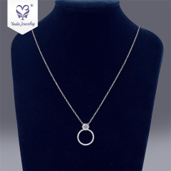 Fashion luxury jewelry circle 14k 18k  white gold moissanite diamond pendant necklace