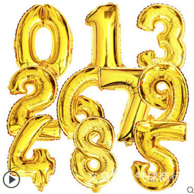 wholesale party supplies gold silver new foil number print latex balloon