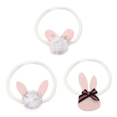3pcs/set Latest design baby girls nylon rabbit bunny hairbands for kid's hair accessories