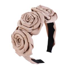 Wholesale solid color satin flower headbands for women hair holder rose crossed knot  headband
