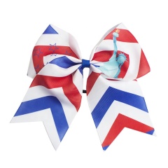 Wholesale elasict hair tie free goddess printed 8 inch bow children hair accessories soft elastic hair tie