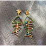 Korean fashion personality fishbone and cat bling bling long colorful crystal earrings for female