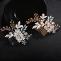 OEM Handmade rhinestone pearl flower hair band wedding bridal hair clip