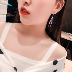 2020 fashion jewelry girls women geometric triangle crystal earrings for daily life