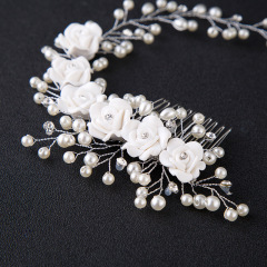 Luxury pearl flower headbands wedding hair accessories bridal hair comb