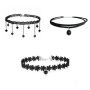 2020 Amazon Hot Sale 3pcs Women Ladies Jewelry Sexy Gothic Lace Choker Necklace Sets for Girls