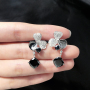 New design jewelry luxury four-leaf clover black moissanite diamond drop earrings New design jewelry luxury four-leaf clover black moissanite diamond drop earrings