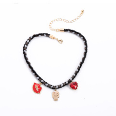 Wholesale women gift jewelry cool girl skull style enamel sets necklace