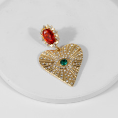 New alloy gold dangler eardrop eyes crystal heart fashion earrings for women