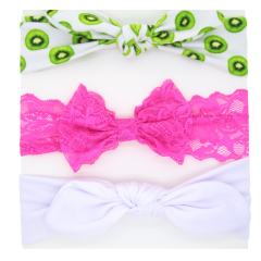 Wholesale cute elastic bow knot 3 pieces suit hair band for baby girl hair accessories
