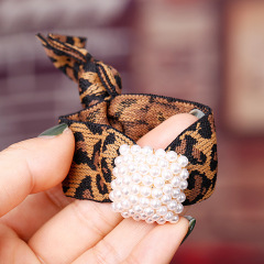 hair cord women sponytail holder No Crease heart Leopard Pearl hair band