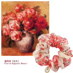 vintage ins amazon fancy Fashion fabric printing colors elastic chiffon hair scrunchies tie