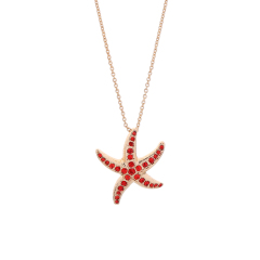 New fashion women jewelry customized blue and red starfish diamond initial necklace New fashion women jewelry customized blue and red starfish diamond initial necklace