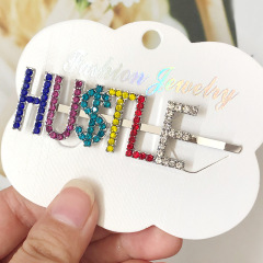 fashion custom vintage Hair Barrettes alphabet letter korean color crystal name hair clip