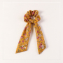 Retro style customized girls ponytail printed elastic knotted hair ties