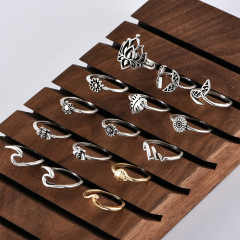 amazon ins fashion Women Bohemian Boho Vintage 15pcs Knuckle stack Bullet Midi Finger Rings Full Ring Set for girls