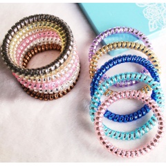 Gold and silver elastic cord for hair ties rubber band bracelet telephone wire hair tie
