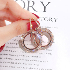 fashion vintage ins jewelry circle multi color 925 silver hanging water drop crystal earring