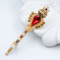Custom European and American vintage Baroque crown cross magic wand brooches