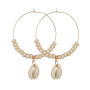 Round gold big hoop bead sea shell earrings for women 2019 new fashion Round gold big hoop bead sea shell earrings for women 2019 new fashion