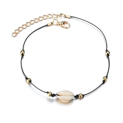 Simple design jewelry ankle bracelet sea shell black rope anklets for ladies Simple design jewelry ankle bracelet sea shell black rope anklets for ladies
