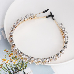 2020 new custom glitter blingbling pearl hairband women acrylic crystal rhinestone headband