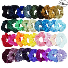 amazon hot fancy custom women girls 50pcs Solid color Elastic velvet hair ties scrunchies