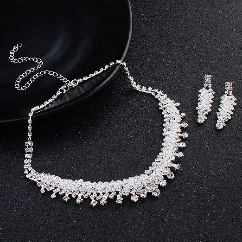 Fashion Zircon handmade necklace with earrings crystal bridal women wedding jewelry sets Fashion Zircon handmade necklace with earrings crystal bridal women wedding jewelry sets