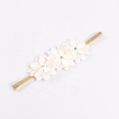 Top sales fabric rose flower rhinestones bows hair bow headband for baby  girls