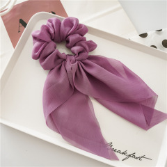 Wholesale Custom Girl Ribbon Elastic Chiffon Long Ponytail Bow Scrunchies for Hair