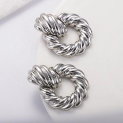 New style stainless indian 18K gold plated charm hoop stud earrings for women