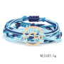 Custom made jewelry wave charm waxed thread braided friendship bracelet