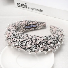 2020 Korea multicolor cheap wide padded elastic hair band with pearl