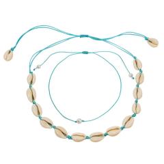 2020 New Design 2pcs/Set Women's Jewelry Weaved Adjustable Choker Necklace for Beach Holiday