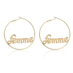 New fashion personality geometric exaggerated temperament circle letter earrings