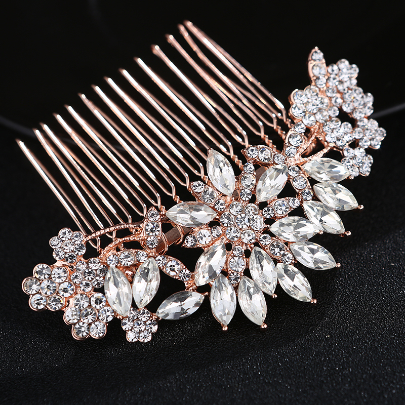 Fashion flower Wedding hair accessories crystal rose gold bridal hair comb Fashion flower Wedding hair accessories crystal rose gold bridal hair comb